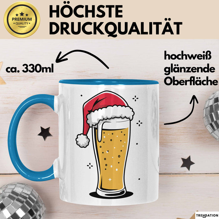 Bier Weihnachtsfeier Tasse Geschenk Lustige Geschenkidee Spruch Blau Trendation