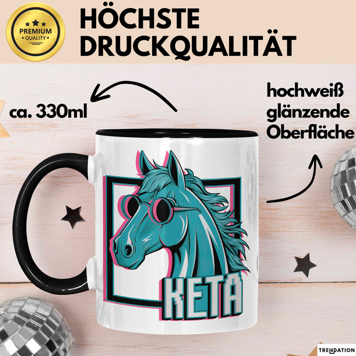 Pferde Tierliebhaber Tasse Geschenk Lustige Geschenkidee Spruch Keta Ketamin Pferd Schwarz Trendation