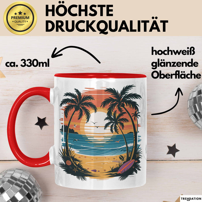 Sommerzeit Tasse Geschenkidee für Sonnenliebhaber Rot Trendation