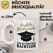 Schüler Abschluss Tasse Geschenk Lustige Geschenkidee Spruch Herzliche Glückwünsche Zum Bestandenen Bachelor Weiß Trendation
