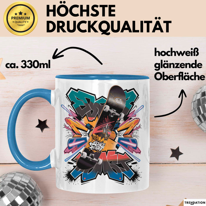 Skater Tasse Geschenk Lustige Geschenkidee Spruch Für Urban Fahrer Blau Trendation