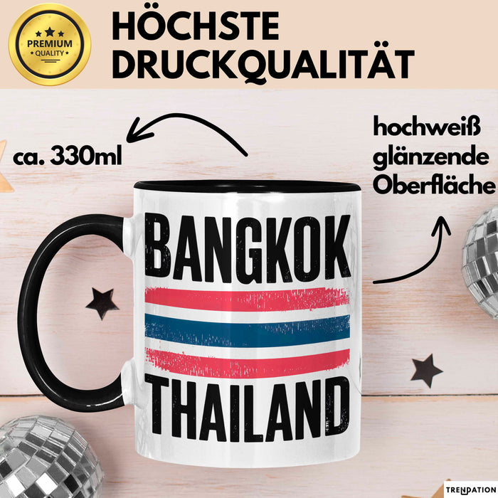 Bangkok Thailand Tasse Geschenk Lustige Geschenkidee Spruch Schwarz Trendation
