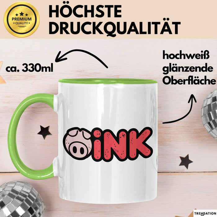Schweinezüchter Schweine Tier Tasse Becher Geschenk Lustige Geschenkidee Spruch Grunz Grün Trendation