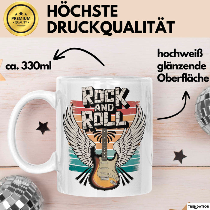 Gitarre Musikliebhaber Musiker Gitarrist Tasse Geschenk Lustige Geschenkidee Spruch Rock’n’Roll Weiß Trendation