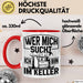 Handwerker Geschenk Tasse Wer Mich Sucht Ich Bin Im Keller KFZ Mechaniker Hausmeister Elektroniker Anlagenmechaniker Heimwerker Rot Trendation