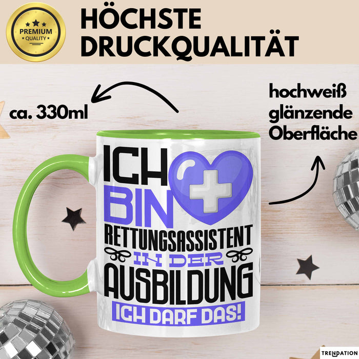 Rettungsassistent Ausbildung Tasse Geschenk Ich Bin Rettungsassistent In Der Ausbildung Ich Darf Das Geschenkidee Spruch Grün Trendation