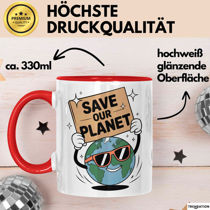 Klima Aktivist Tasse Geschenk Lustige Geschenkidee Spruch Für Planeten Verteidiger Rot Trendation