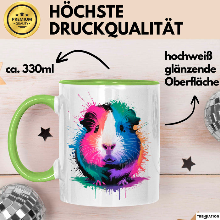 Buntes Meerschweinchen Tierliebhaber Tasse Geschenk Lustige Geschenkidee Spruch Grün Trendation