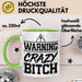 Humor Tasse Warning Crazy Bit*** Geschenkidee Verrückte Kollegin Kaffee-Becher Grün Trendation