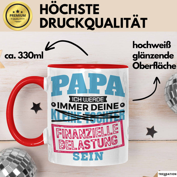Witzige Tasse Geschenk Papa Tochter Finanzielle Belastung Spruch Rot Trendation