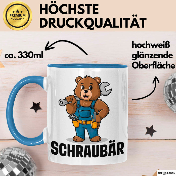 Auto Kfz Mechaniker Tasse Geschenk Lustige Geschenkidee Spruch Schraubar Blau Trendation