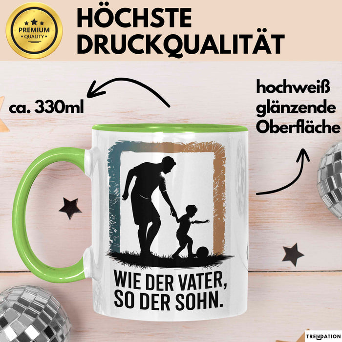 Papa Vatertag Vater Sohn Tasse Becher Geschenk Lustige Geschenkidee Spruch Wie Der Vater So Der Sohn Grün Trendation