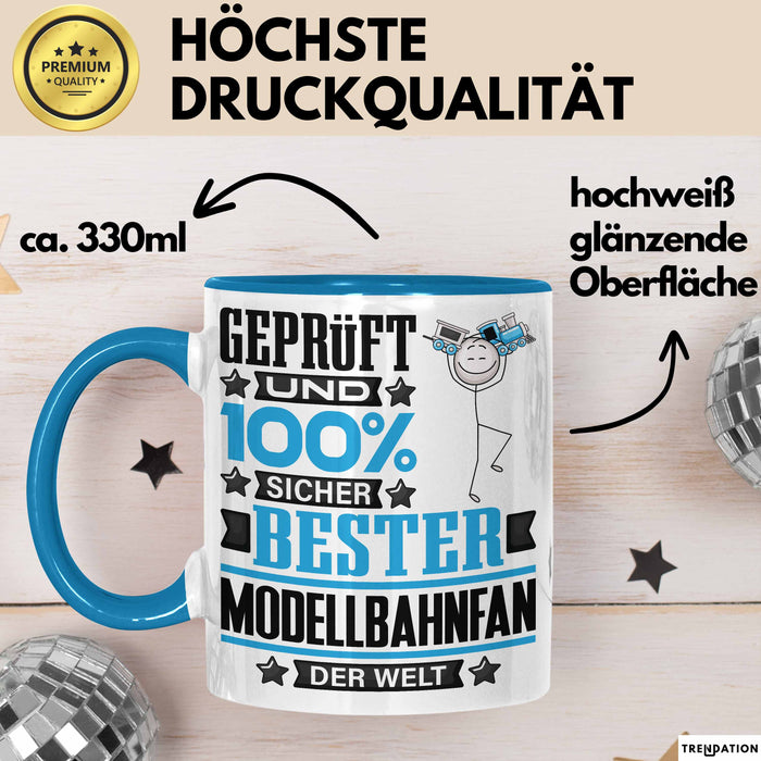 Modellbahnfan Geschenk Lustiger Spruch für Modellbahnfan Geschenkidee Bester Modellbahnfan Der Welt Blau Trendation