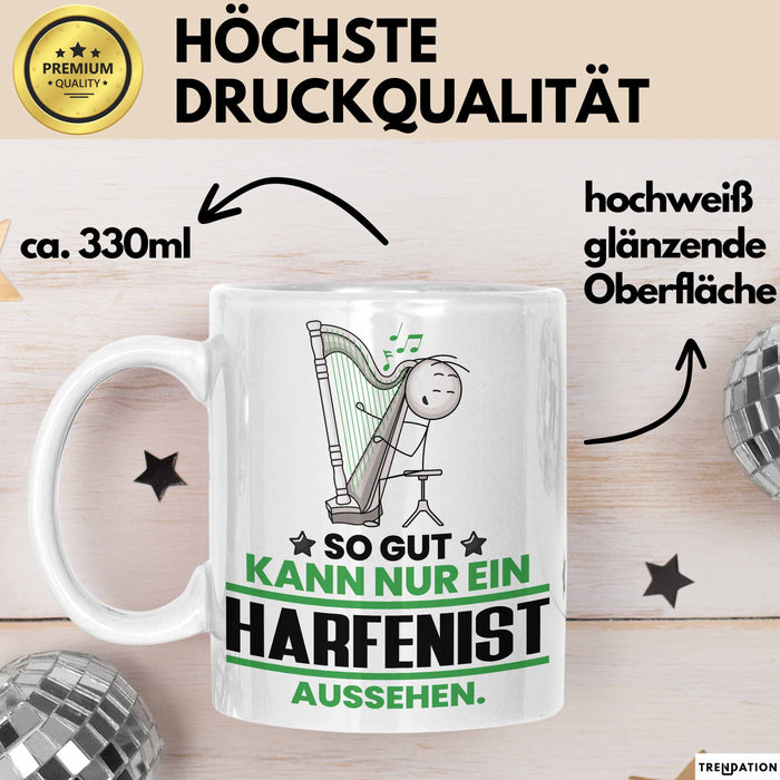 Harfenist Geschenk Tasse So Gut Kann Nur Ein Harfenist Aussehen Geschenkidee Kaffee-Becher Weiß Trendation