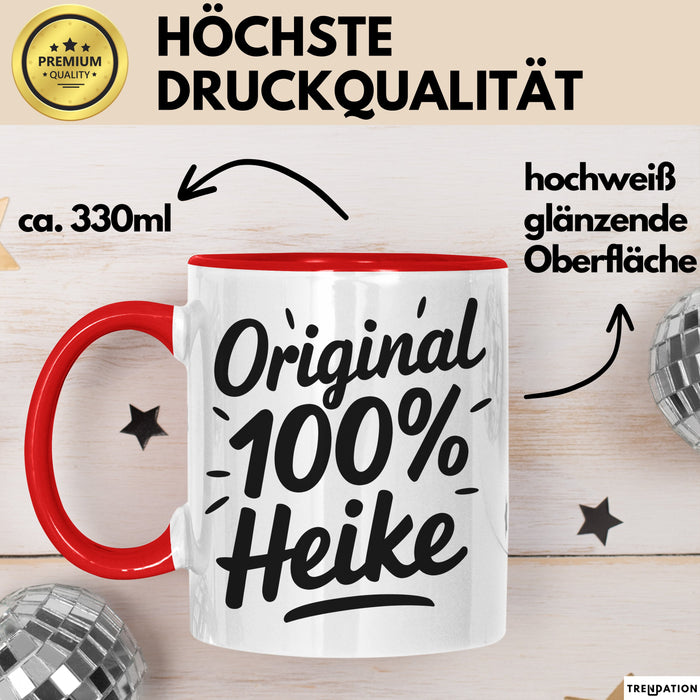 Heike Tasse Geschenk Original 100% Heike Geschenkidee Geburtstag Rot Trendation