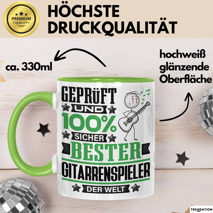 Gitarrenspieler Geschenk Lustiger Spruch für Gitarrenspieler Geschenkidee Bester Gitarrenspieler Der Welt Grün Trendation