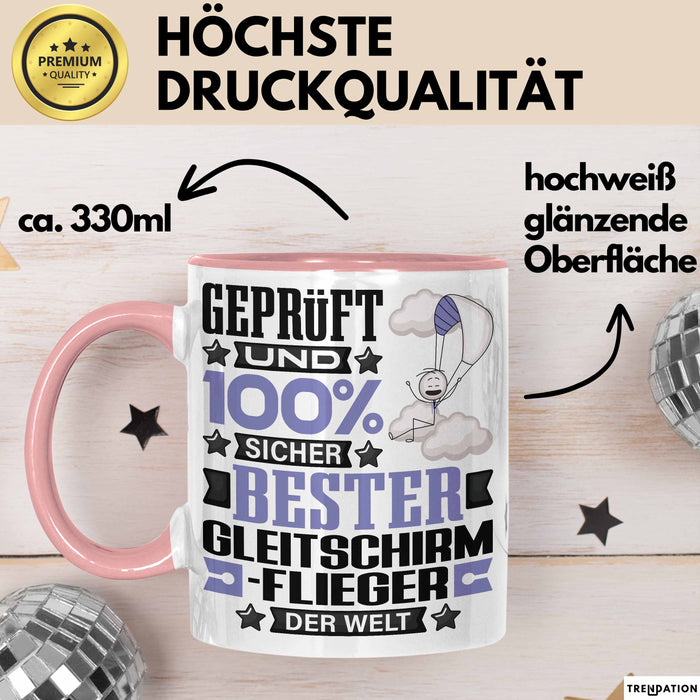 Gleitschirmflieger Geschenk Lustiger Spruch für Gleitschirmflieger Geschenkidee Bester Gleitschirmflieger Der Welt Rosa Trendation