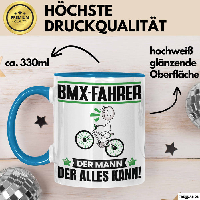 BMX-Fahrer Tasse Geschenk für BMX-Fahrer Der Mann Der Alles Kann Geschenkidee zum Geburtstag Blau Trendation