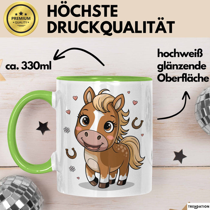 Pferdeliebhaber Tasse Geschenkidee für Reitsport Grün Trendation