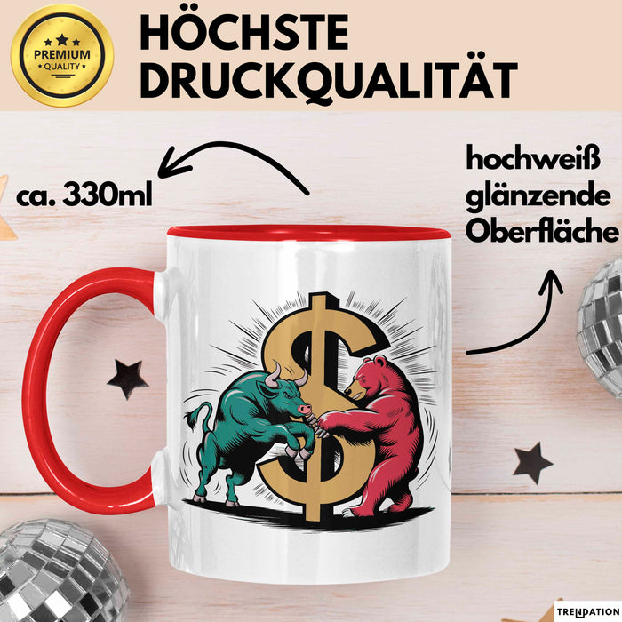 Börsenhändler Tasse Geschenkidee für Wall Street Fans Rot Trendation