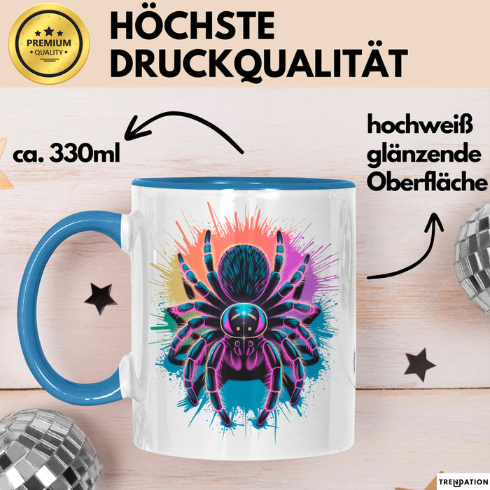 Spinne Vogelspinne Tier Tasse Geschenk Lustige Geschenkidee Spruch Blau Trendation