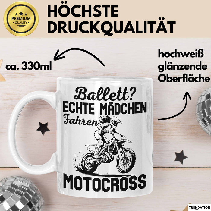 Motocross Tasse Geschenk Mädchen Frauen Balett Echte Mädchen Fahren Motocross Becher Weiß Trendation
