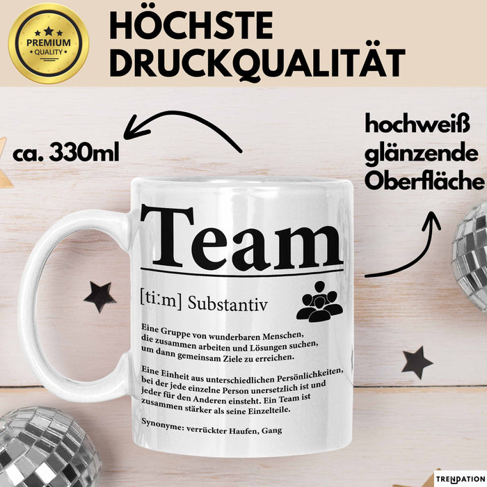 Büroarbeit Kollege Tasse Geschenk Lustige Geschenkidee Spruch Team Definition Weiß Trendation