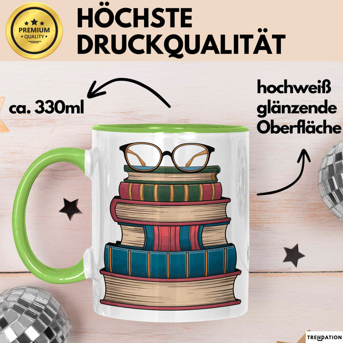 Bibliothekar Tasse Geschenkidee für Bücherliebhaber Grün Trendation