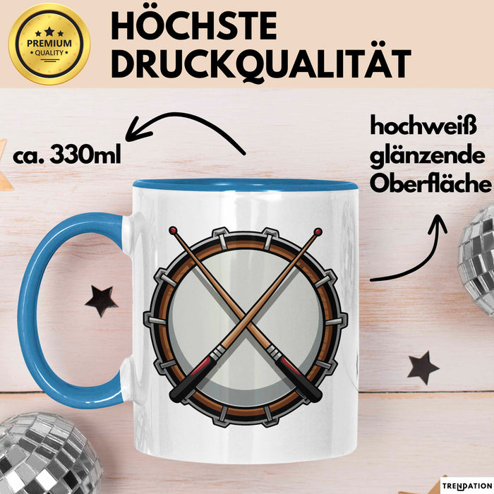 Schlagzeuger Tasse Geschenkidee für Beatmacher Fans Blau Trendation
