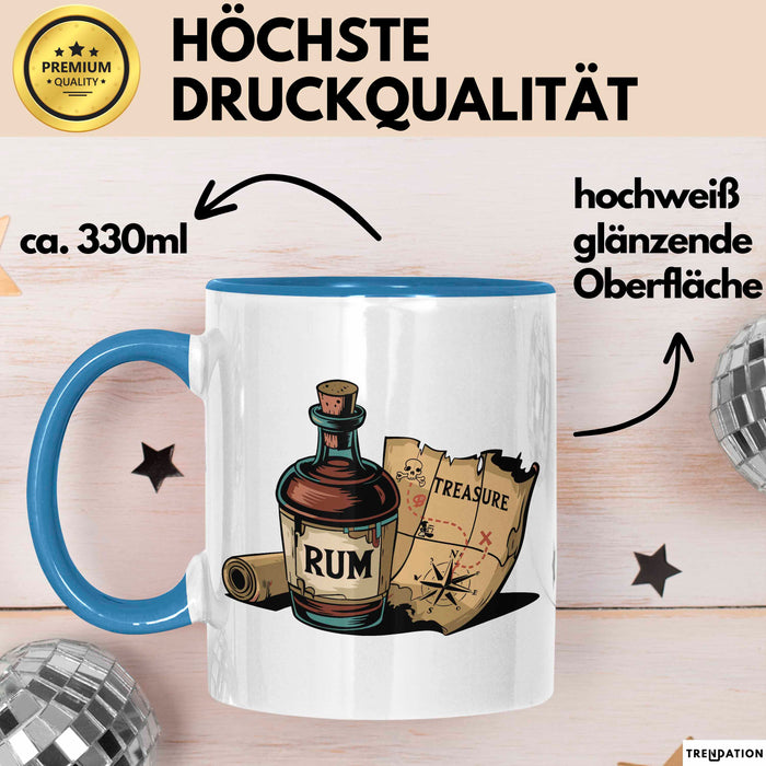 Rum Fan Tasse Geschenkidee für Piraten Spirituosen Liebhaber Blau Trendation