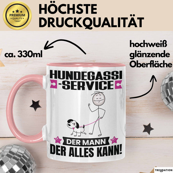 Hundegassi-Service Tasse Geschenk für Hundegassi-Service Der Mann Der Alles Kann Geschenkidee zum Geburtstag Rosa Trendation