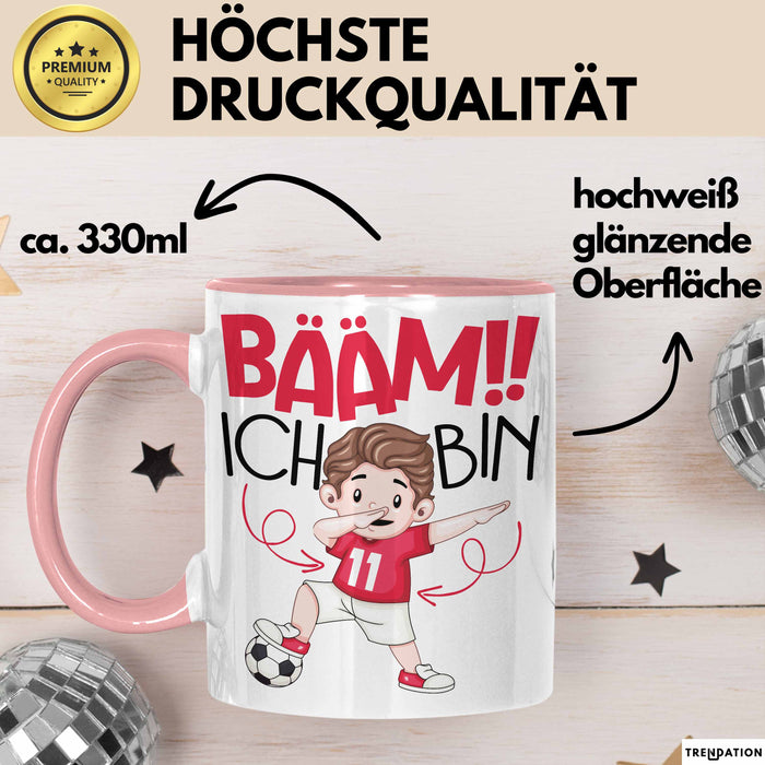 Bääm Ich Bin 11 Tasse Jungs Fußball Geschenk 11. Geburtstag Rosa Trendation