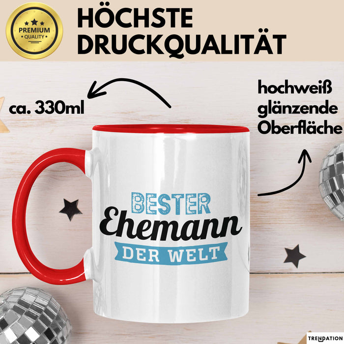 Bester Ehemann Der Welt Tasse Geschenk Becher Jahrestag Rot Trendation
