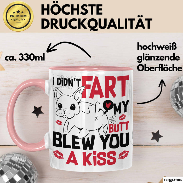 Boxer Tasse Geschenk Valentinstag I Didn't Fart My Butt Blew You A Kiss Geschenkidee Hundebesitzer Liebe Kaffee-Becher Rosa Trendation
