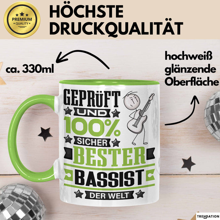 Bassist Geschenk Lustiger Spruch für Bassist Geschenkidee Bester Bassist Der Welt Grün Trendation