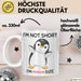 Tasse Geschenk Penguin Schwarzer Pinguin Lustiger Becher I'm Not Short I'm Pinguin Size Weiß Trendation