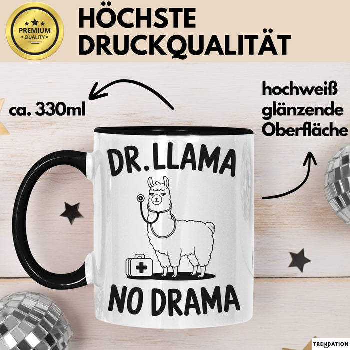 Lama Tasse Geschenk Dr Llama No Drama Geschenkidee Lustig Tier Schwarz Trendation