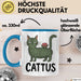 Katzen Tasse Geschenk Cattus Kaktus Geschenkidee Lustig Katze Wortspiel Blau Trendation