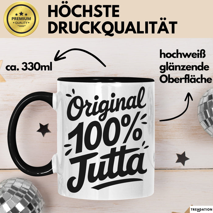 Jutta Tasse Geschenk Original 100% Jutta Geschenkidee Geburtstag Schwarz Trendation