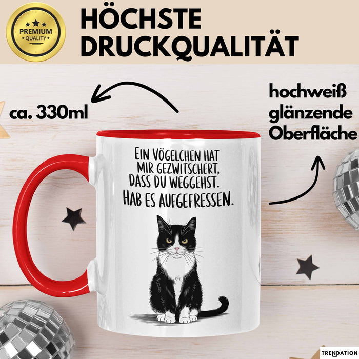 Büroarbeit Kollege Abschied Tasse Geschenk Lustige Geschenkidee Spruch Ein Vögelchen Hat Mir Gezwitschert Dass Du Weggehst Rot Trendation