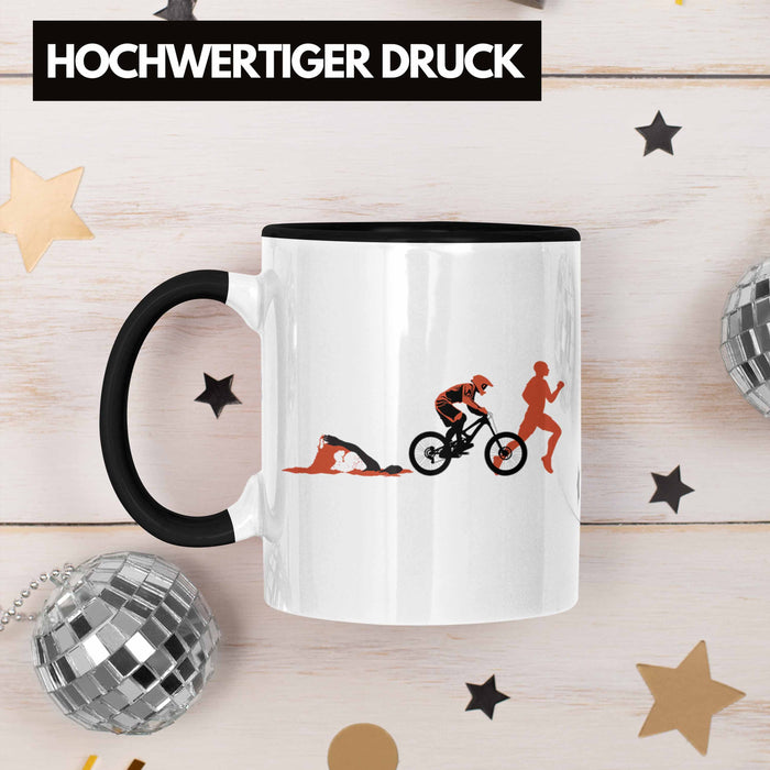 Triathlon Swim Bike Run Triathlet Tasse Geschenk Schwimmen Fahrrad Rennen Schwarz Trendation