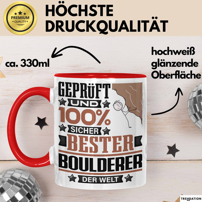 Boulderer Geschenk Lustiger Spruch für Boulderer Geschenkidee Bester Boulderer Der Welt Rot Trendation