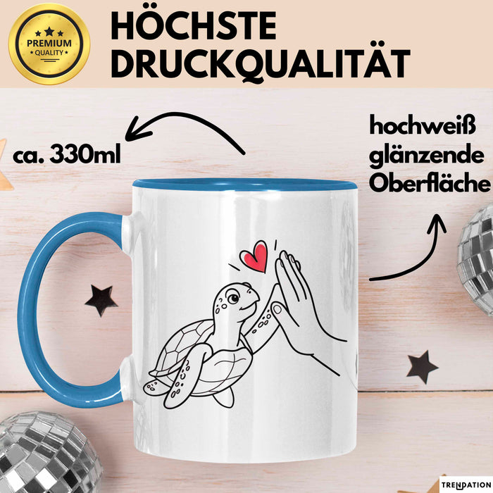 Schildkröte Tierliebhaber Tasse Geschenk Lustige Geschenkidee Spruch Blau Trendation