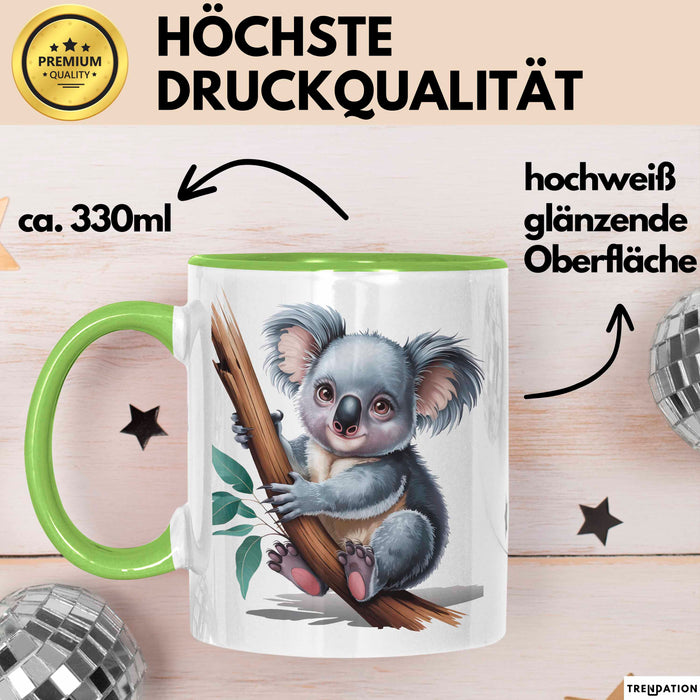 Koala Tierliebhaber Tasse Geschenk Lustige Geschenkidee Spruch Grün Trendation