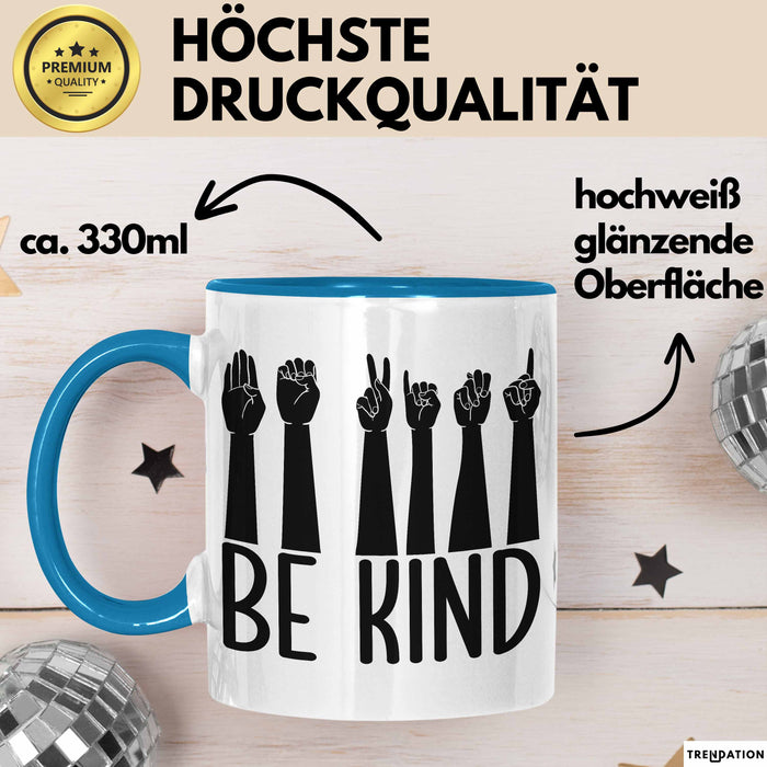 Be Kind Tasse Geschenk Sozialarbeiter Soziale Arbeit Tassen Geschenkidee Blau Trendation