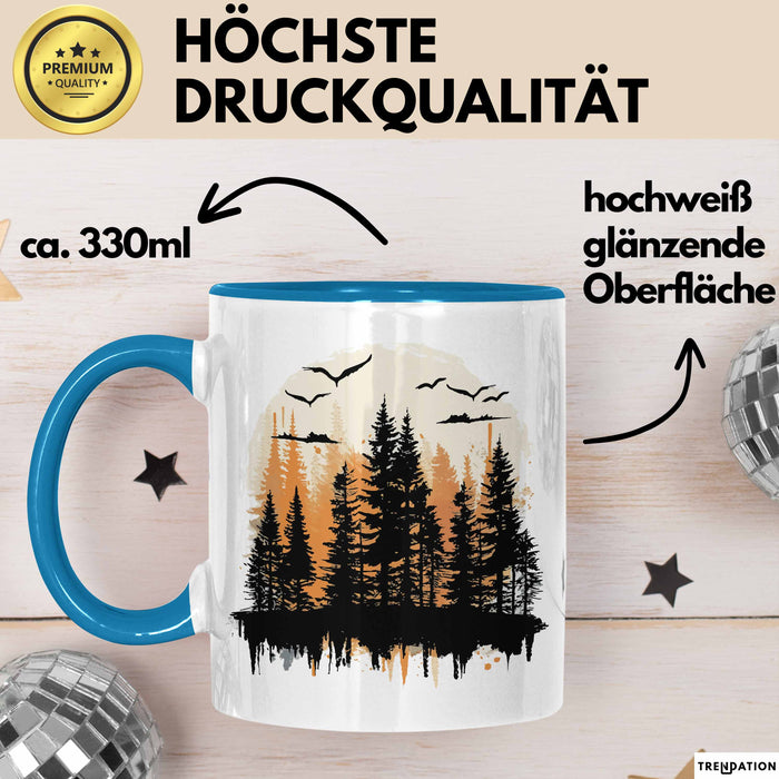 Wald Tasse Geschenk Wandern Geschenkidee Wanderlustige Blau Trendation