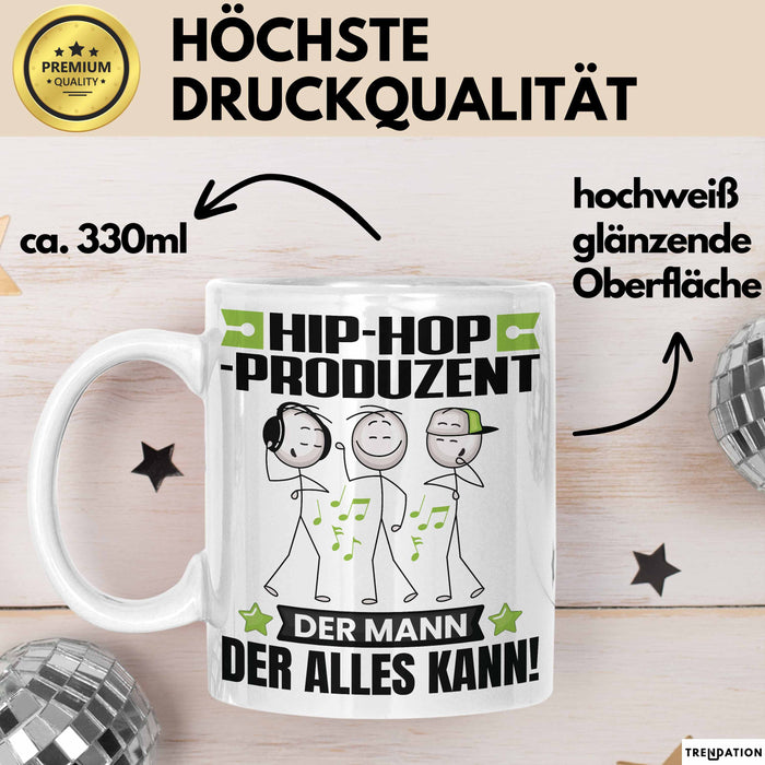 Hip-Hop-Produzent Tasse Geschenk für Hip-Hop-Produzent Der Mann Der Alles Kann Geschenkidee zum Geburtstag Weiß Trendation