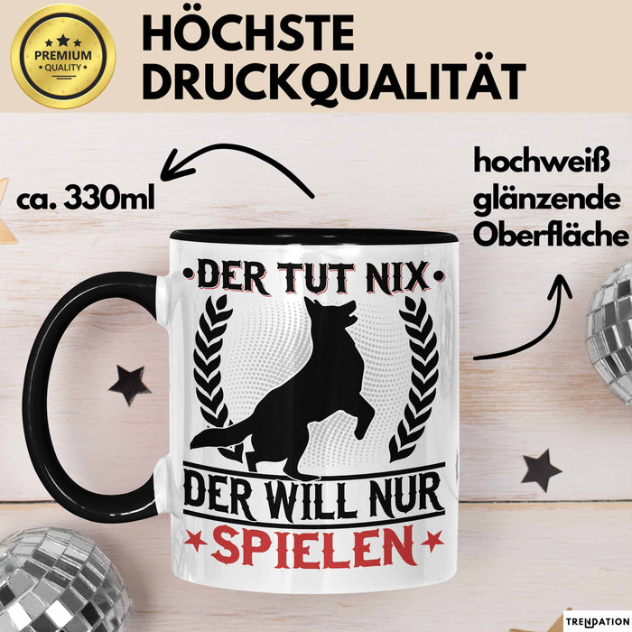 Hund Tasse Geschenk Kaffee-Becher Hunde-Besitzer Geschenkidee Schwarz Trendation