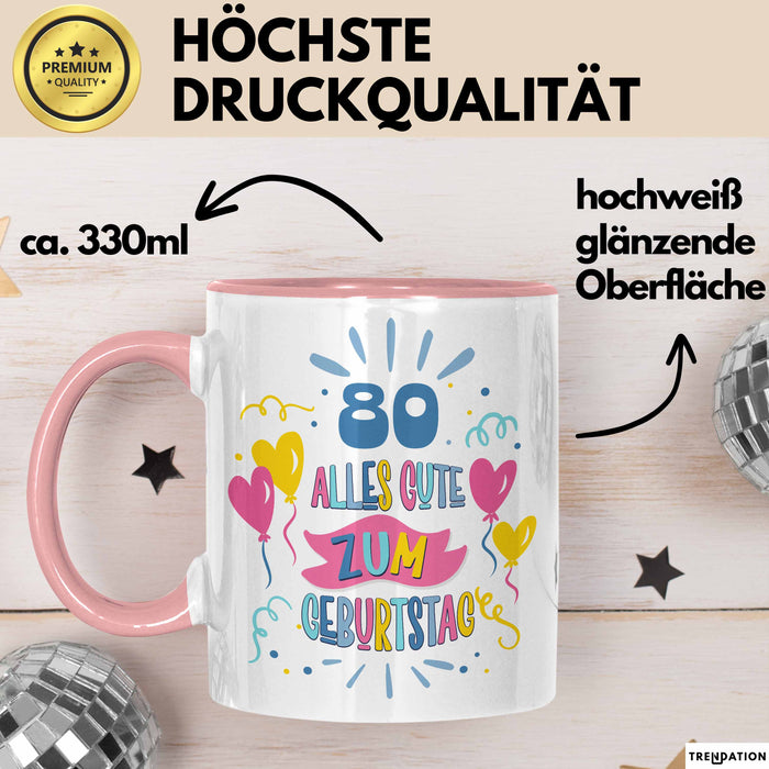 80. Geburtstag Tasse Geschenk Männer Frauen Lustig Alles Gute Zum Geburtstag 80er Geburtstags Grüße Geschenkidee Rosa Trendation