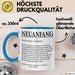 Büroarbeit Kollege Tasse Geschenk Lustige Geschenkidee Spruch Neuanfang Definition Blau Trendation